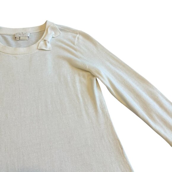 Kate Spade New York Cream Pullover Sweater Bow Trim Stretch Size XS Women's - Picture 4 of 10